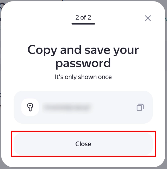 Copy app password to Migrate Yandex Mail to Gmail.