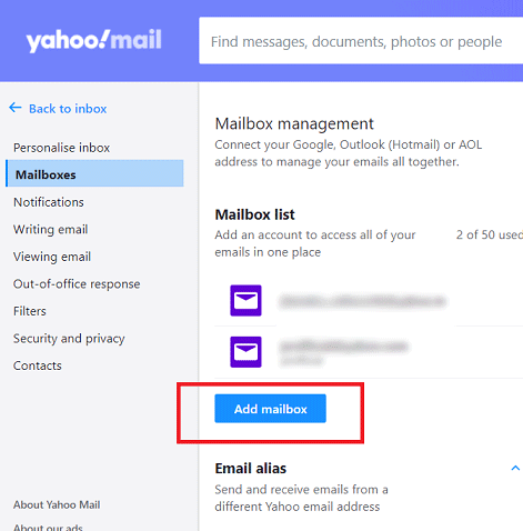 Add Hotmail in Yahoo