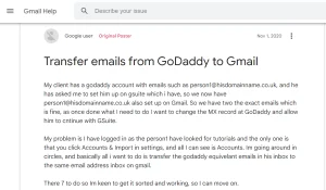 How to transfer email from GoDaddy to Gmail